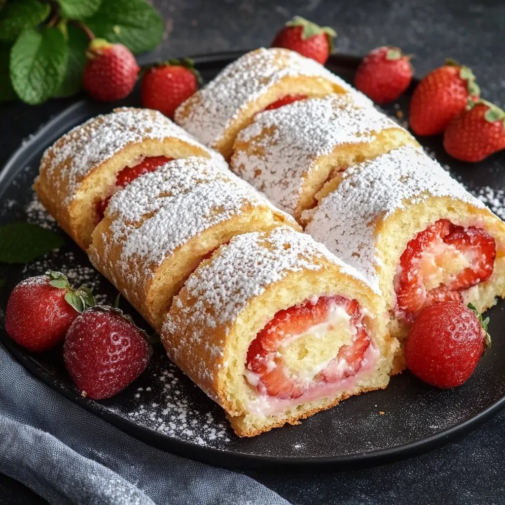 Glutenfreie Biskuitrolle mit Erdbeeren