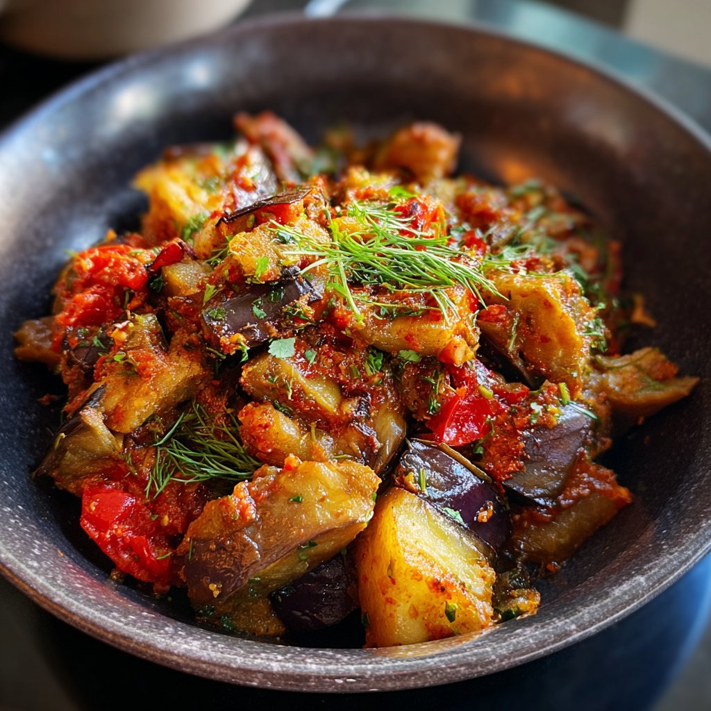 Auberginenpfanne orientalisch mit Kreuzkümmel