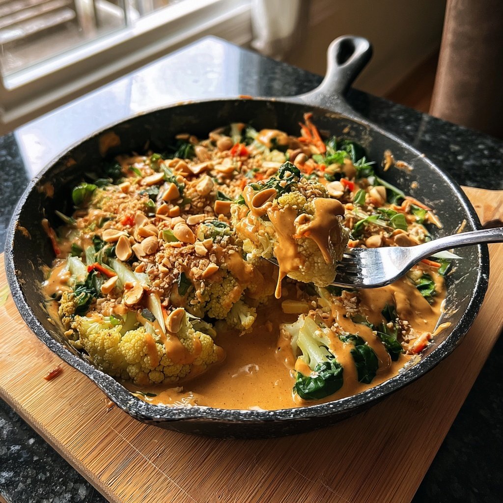 Blumenkohl Pfanne Mit Erdnuss Sauce