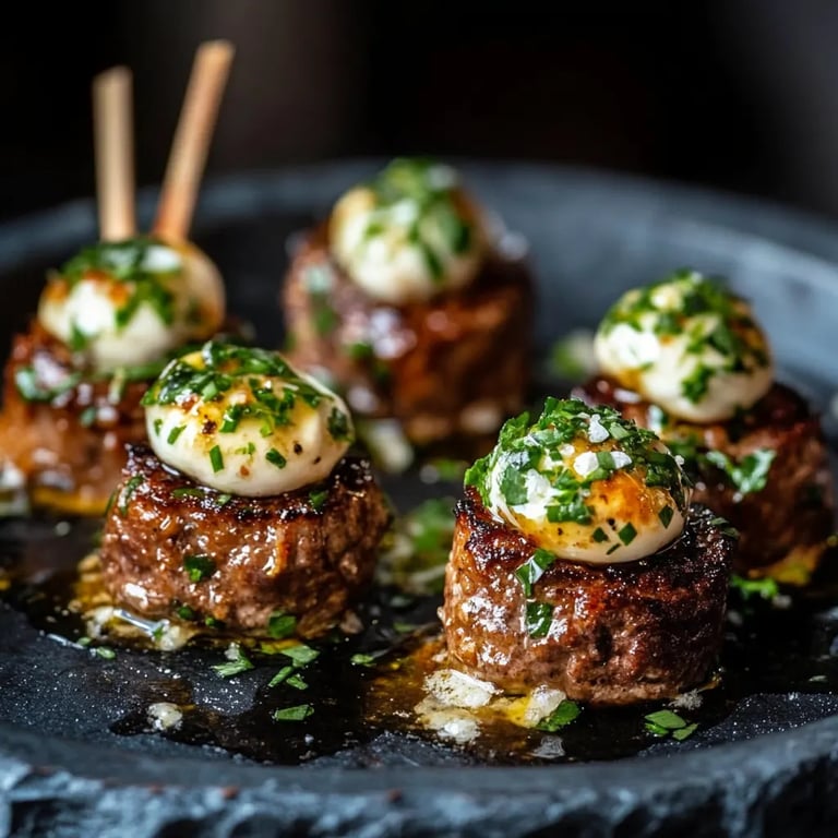 Mini-Frikadellen am Spieß