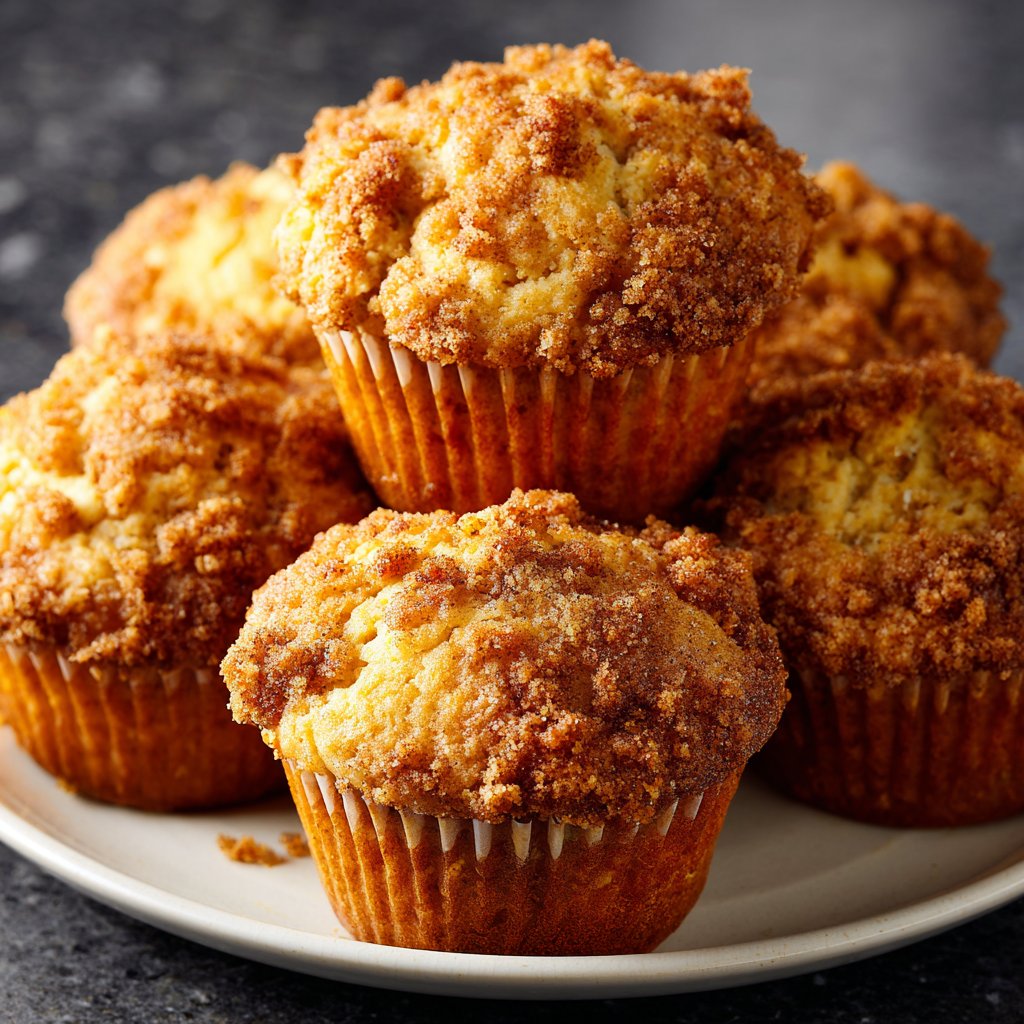 Muffins mit Apfelstücken und Zimtkruste