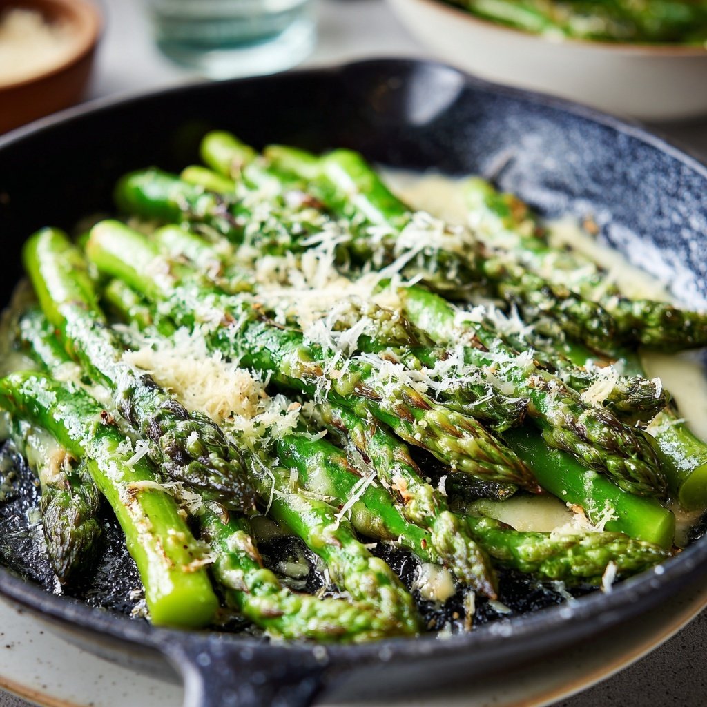Grüner Spargel Pfanne Mit Parmesan