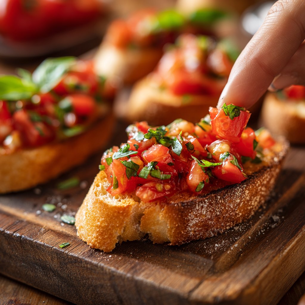 Bruschetta mit Tomaten und Basilikum
