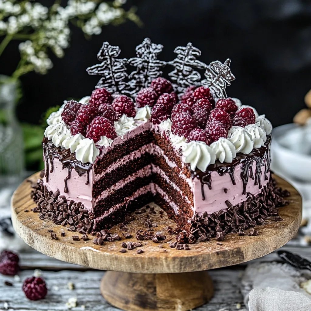 Schokoladen Preiselbeer Torte mit Schokobäumen