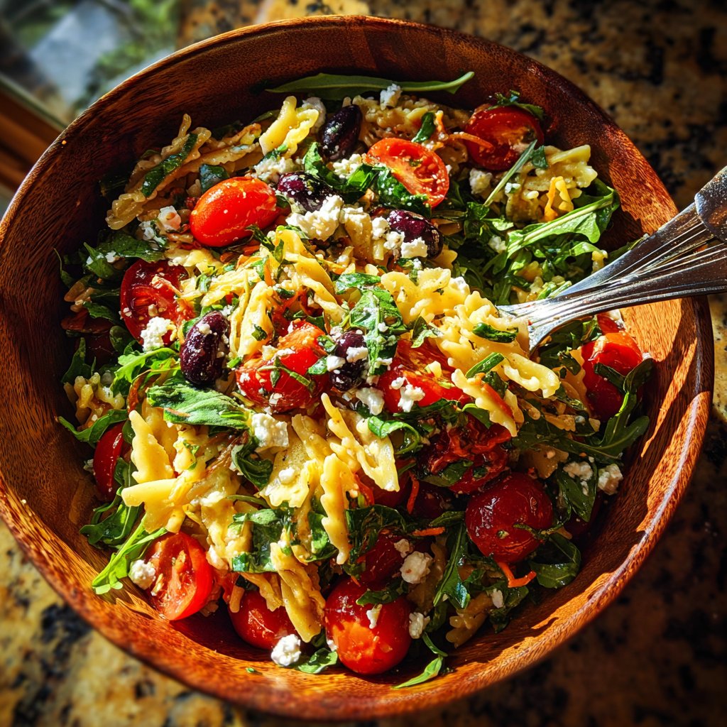 Mediterraner Nudelsalat Mit Rucola