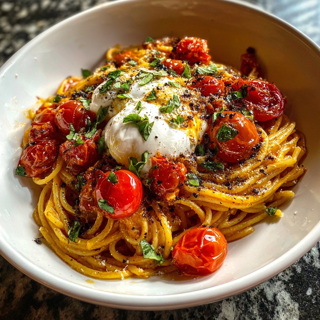 Spaghetti mit Kirschtomaten und Burrata